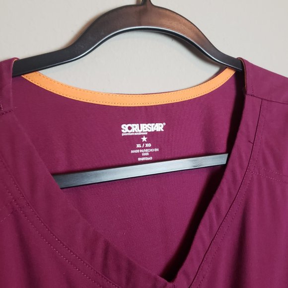 Scrubstar V-Neck Core Essential Wine Scrub Top XL - Picture 4 of 6